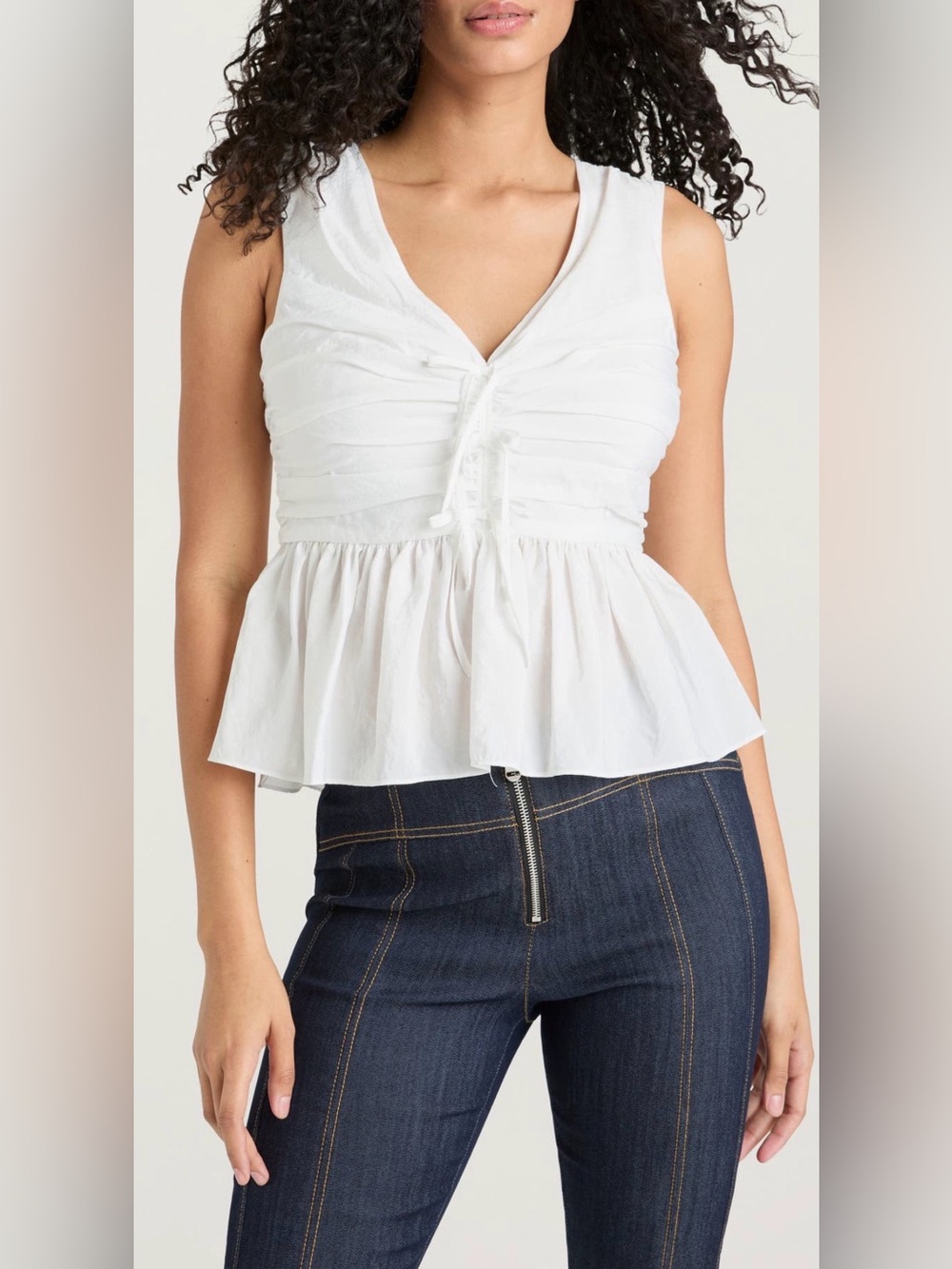 Cinq à Sept Sina Ruched Sleeveless Peplum